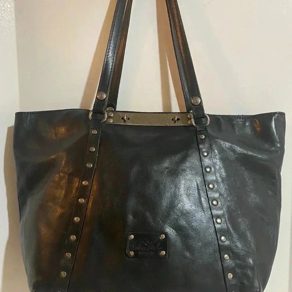 Patricia Nash black leather tote bag